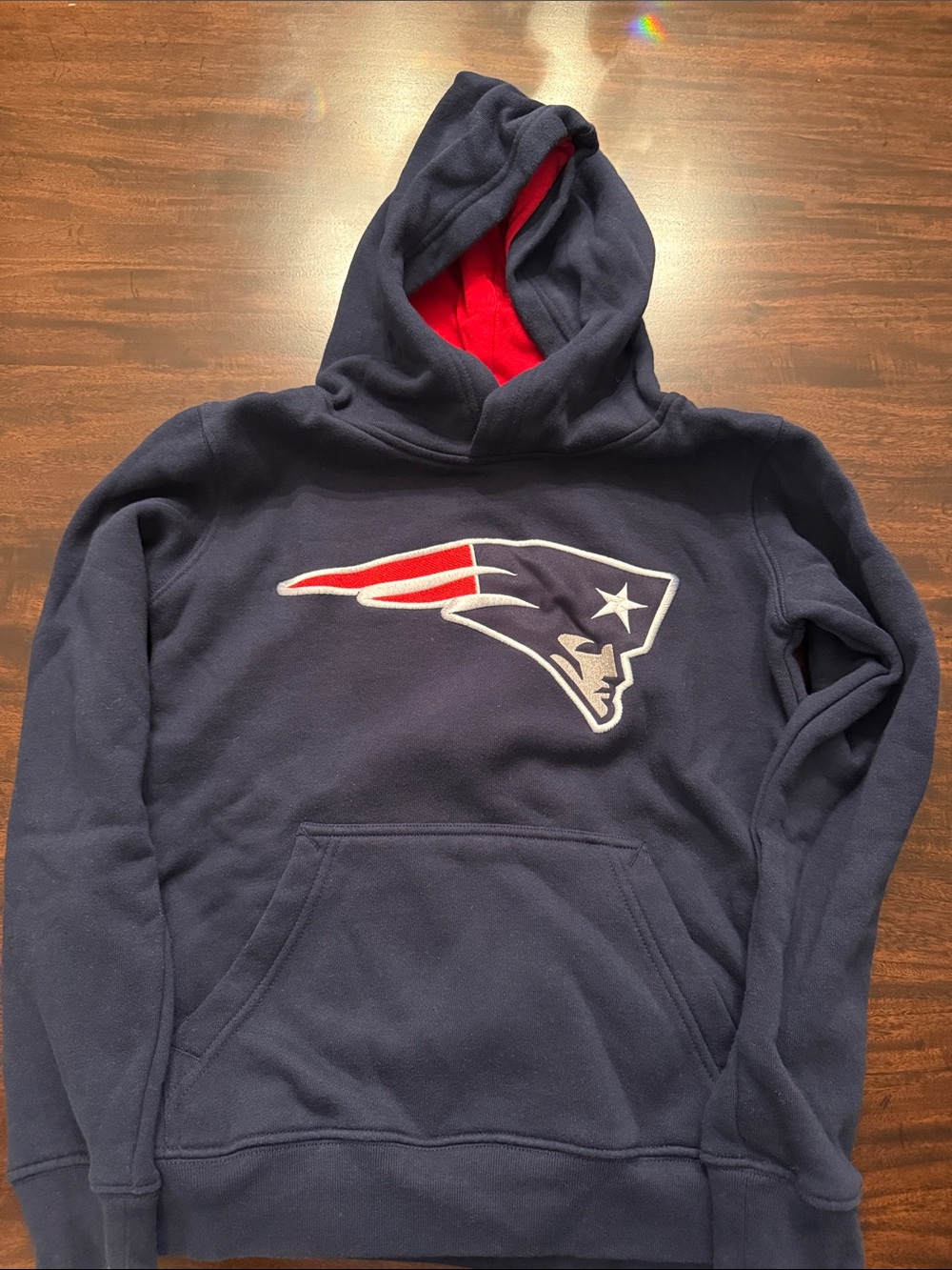 Kid’s Navy Hoodie with Red Lining and Team Logo